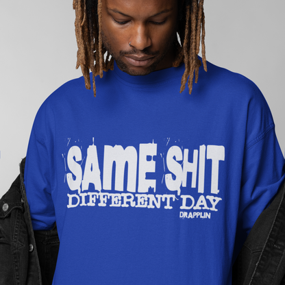 Different Premium Royal Blue Oversized Typography Printed T-shirt