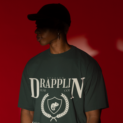 Drapplin Standard Premium Forest Green Oversized Printed T-shirt