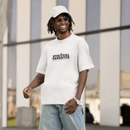 Spiritual Gangster Premium White Oversized Typography Back Printed T-shirt