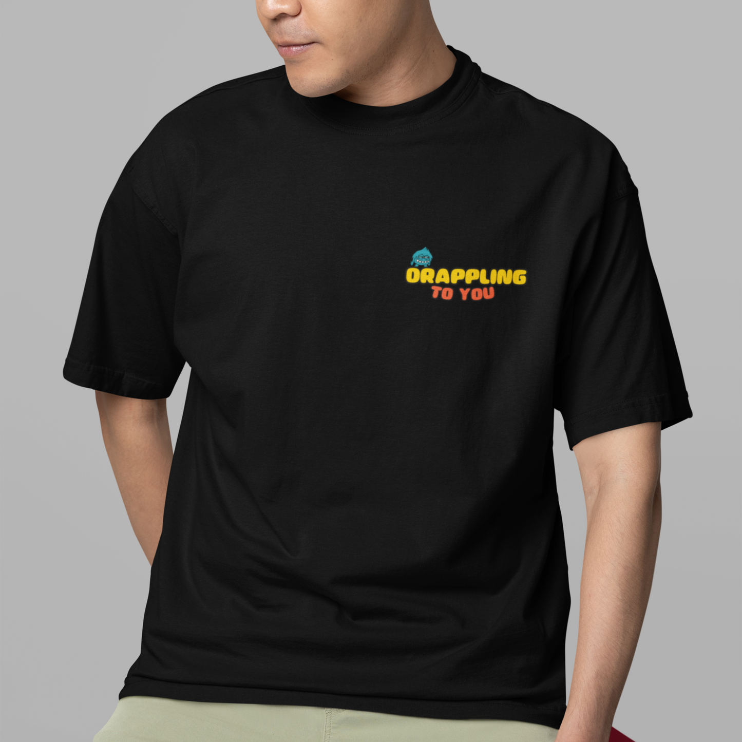 Drapplin To You Premium Black Oversized Typography Back Printed T-shirt