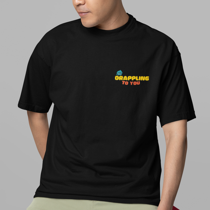 Drapplin To You Premium Black Oversized Typography Back Printed T-shirt