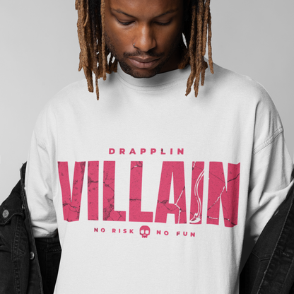 Villain Premium White Oversized Typography T-shirt