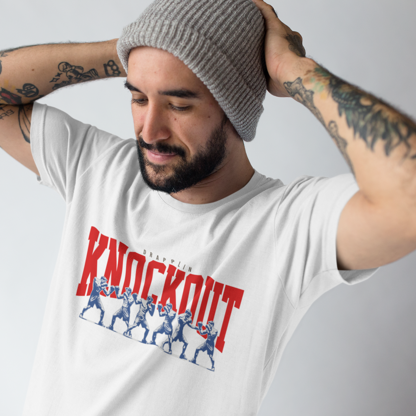 Knockout Premium White Crew Neck Graphic Printed T-shirt