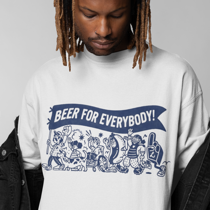 Beer Premium White Oversized Printed T-shirt