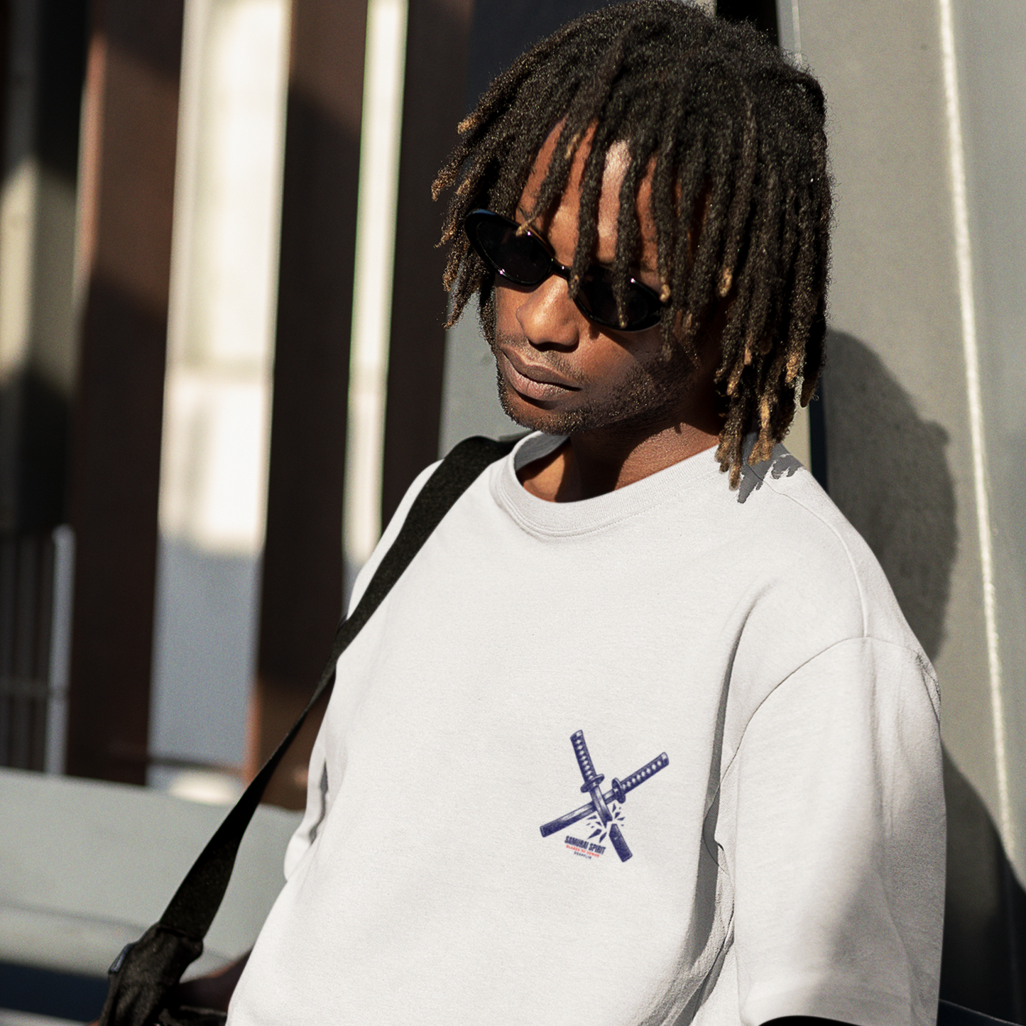 Samurai Premium White Oversized Typography Back Printed T-shirt