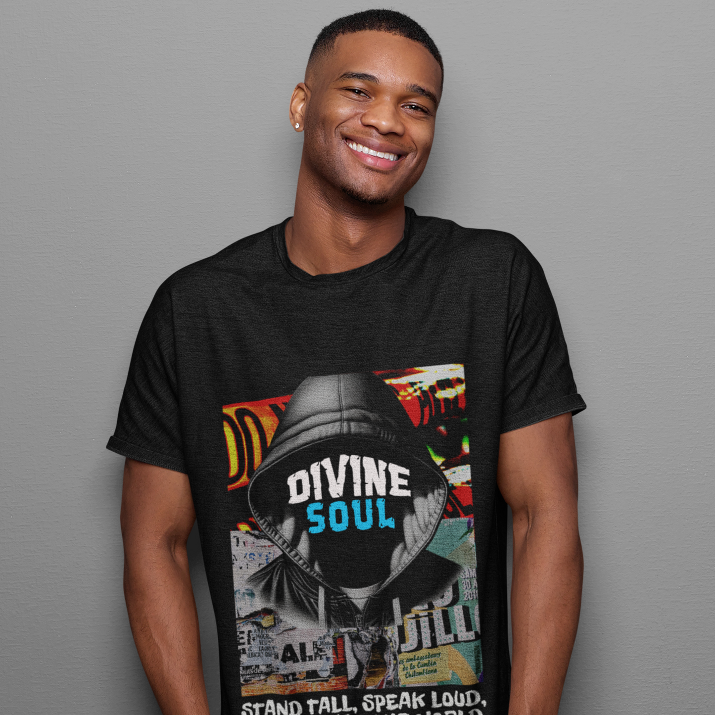 Divine Soul Black Crew Neck Graphic Printed T-shirt