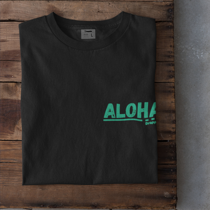 Aloha Black Oversized Typography Back Printed T-shirt