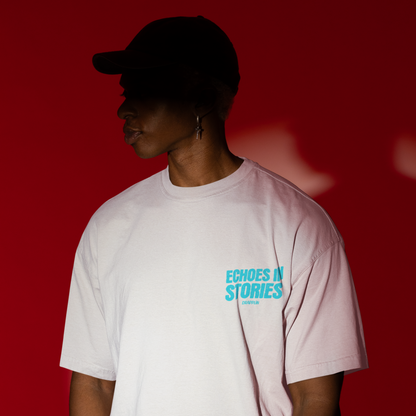 Echoes Premium White Oversized Typography Back Printed T-shirt