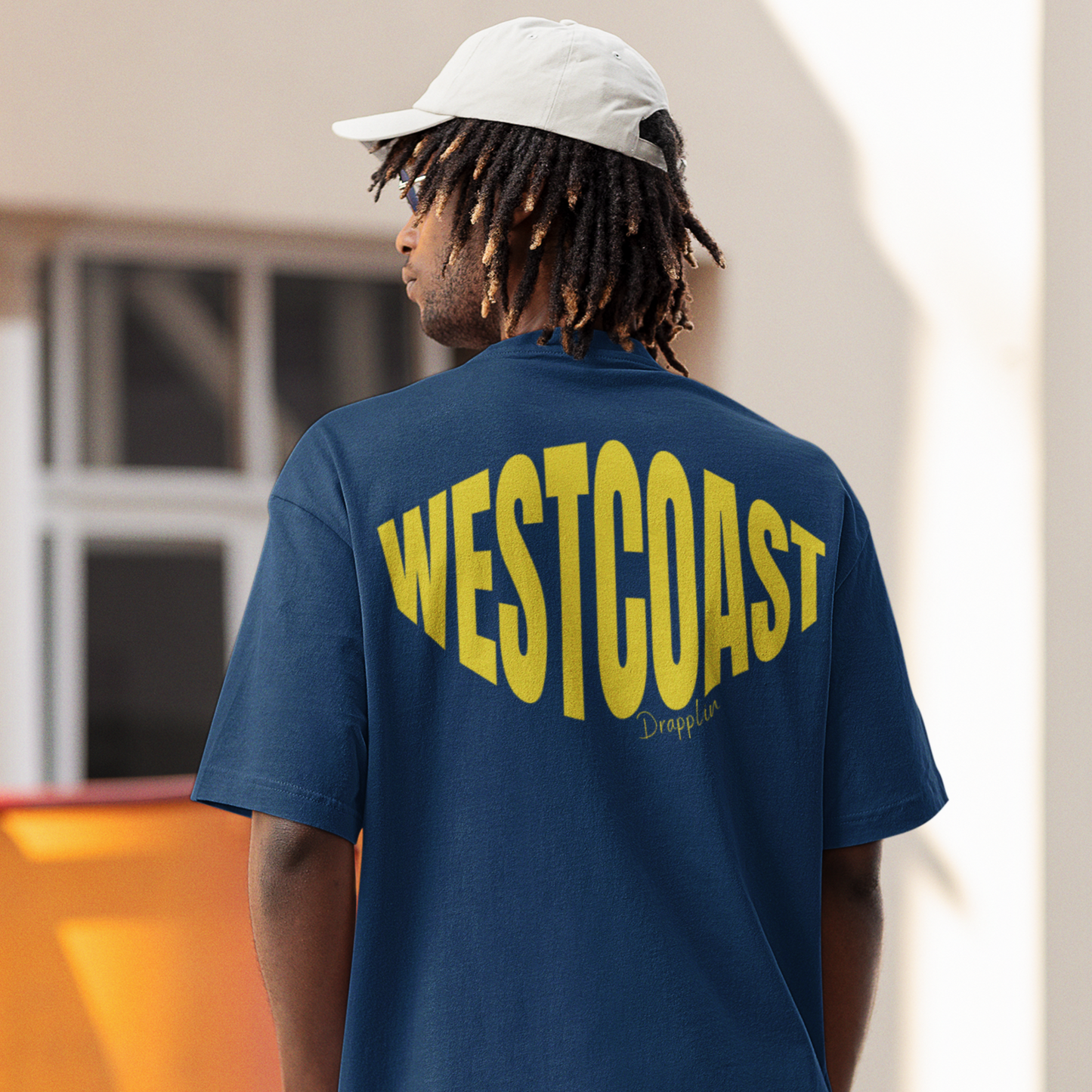 Westcoast Premium Navy Blue Oversized Typography Back Printed T-shirt