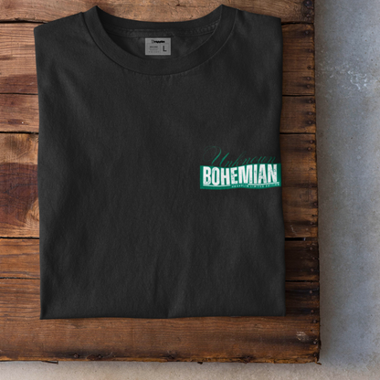 Unknown Bohemian Premium Black Oversized Typography Back Printed T-shirt
