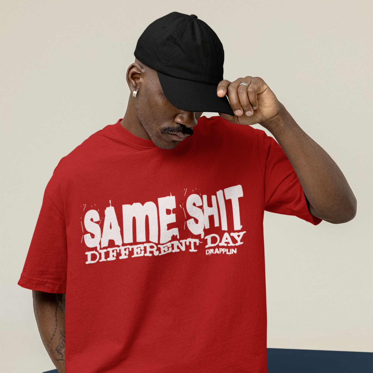 Different Premium Red Oversized Typography Printed T-shirt