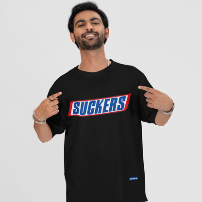 Suckers Premium Heavy Thread Black Oversized Printed T-shirt