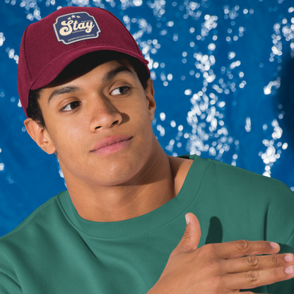 Unisex Stay Patch Premium Maroon Baseball Cap