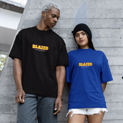 Blazed Premium Black Oversized Typography Back Printed T-shirt