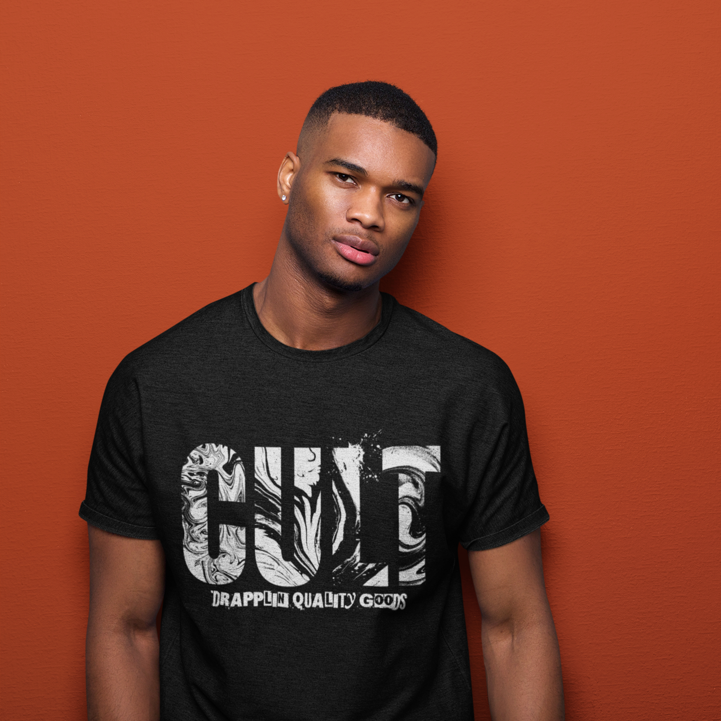 Cult Premium Black Crew Neck Graphic Printed T-shirt