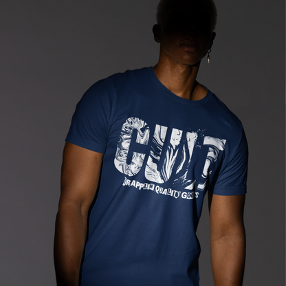 Cult Premium Navy Blue Crew Neck Graphic Printed T-shirt