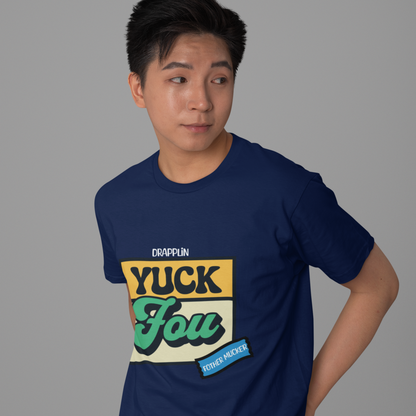 Yuck Fou Navy Blue Crew Neck Graphic Printed T-shirt
