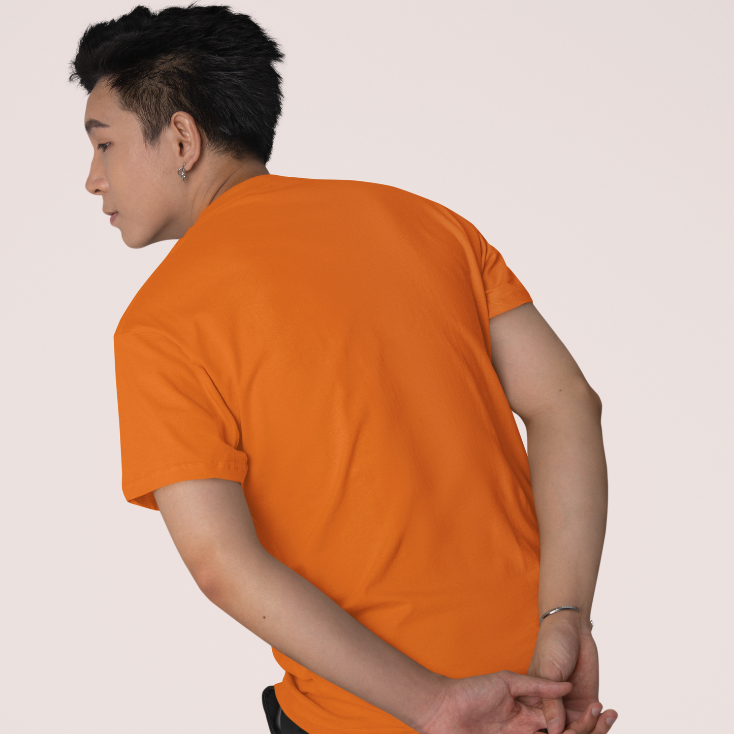 Drapplin Basketball Orange Crew Neck Graphic Printed T-shirt