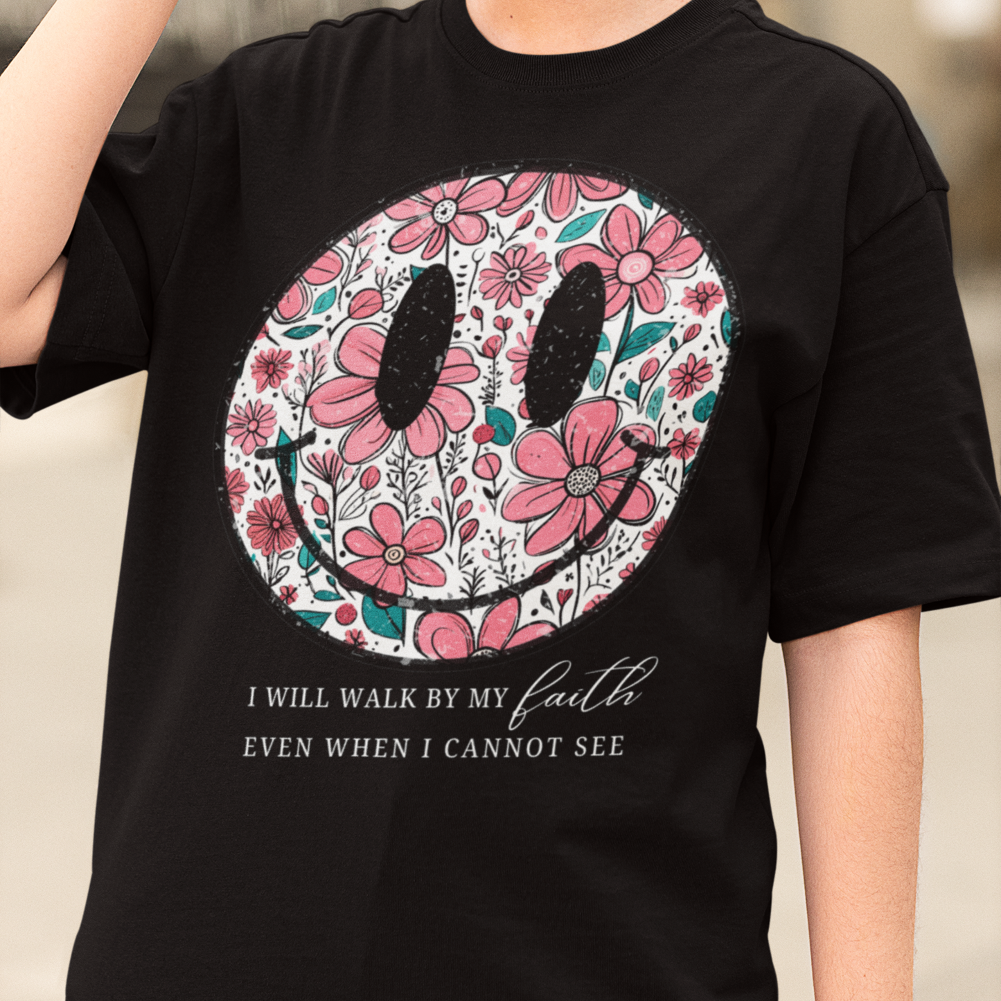 Smiley Premium Black Woman Oversized Printed T-shirt