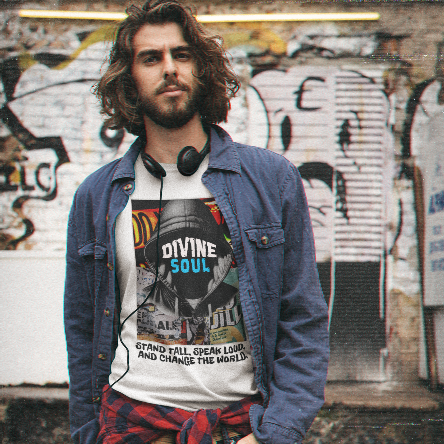 Divine Soul White Crew Neck Graphic Printed T-shirt