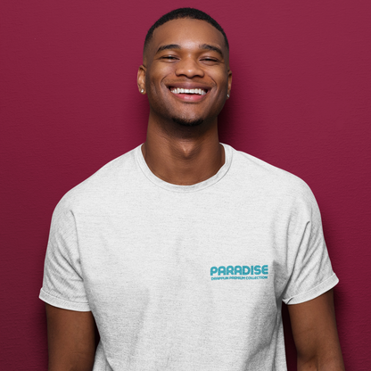 Paradise White Premium Crew Neck Back Graphic Printed T-shirt