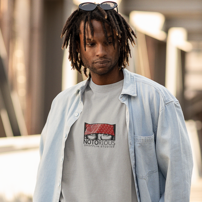 Notorious Premium Grey Mélange Oversized Typography Printed T-shirt