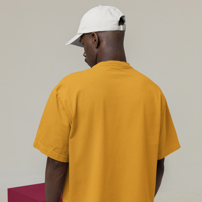Beer Premium Mustard Yellow Oversized Printed T-shirt