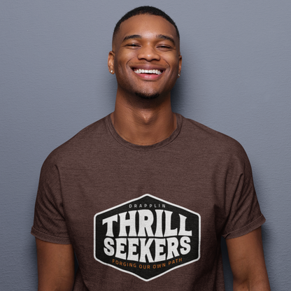 Thrill Seekers Brown Crew Neck Graphic Printed T-shirt