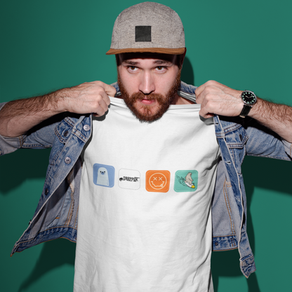 Drapplin Boxes White Crew Neck Graphic Printed T-shirt