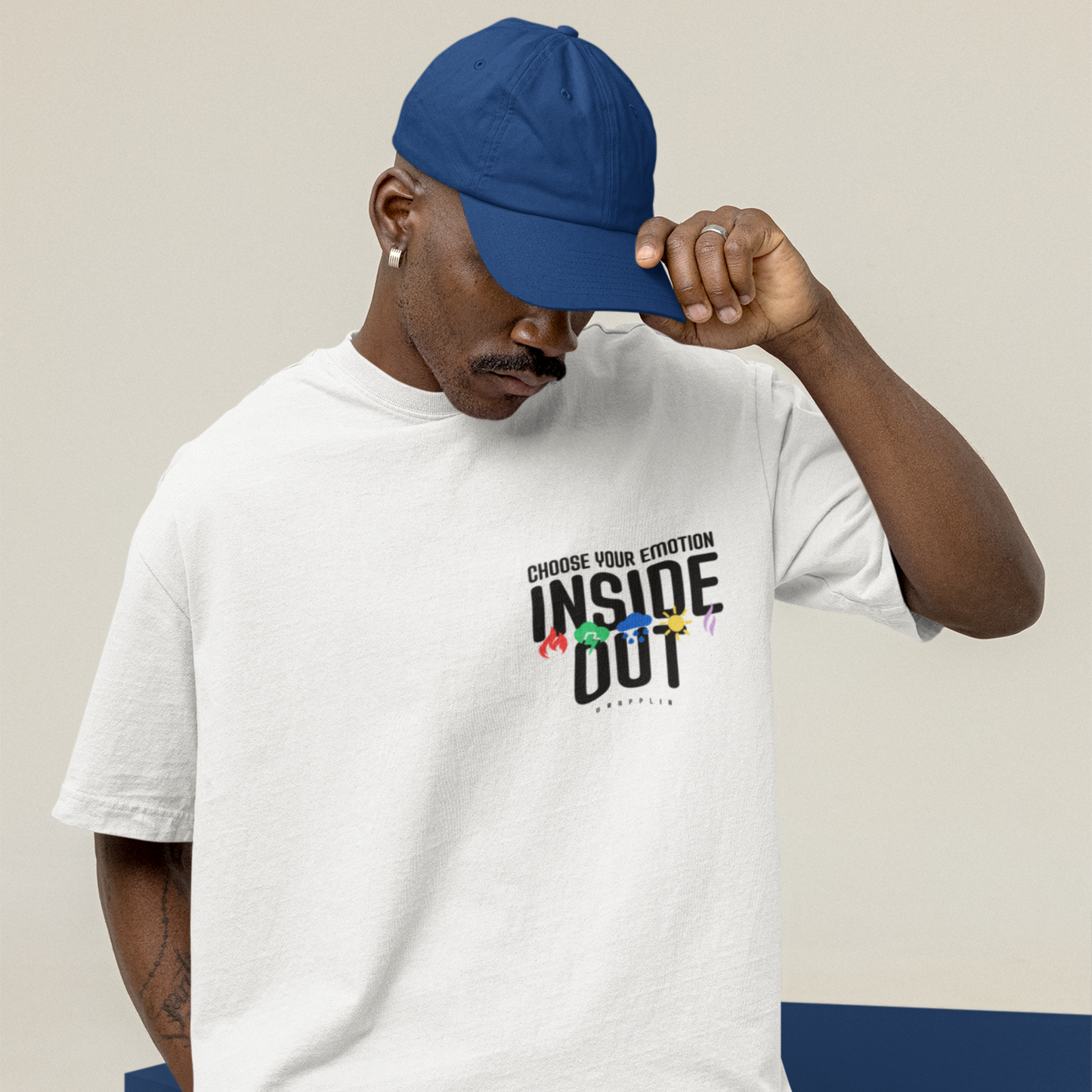 Inside Out Premium White Oversized Printed T-shirt