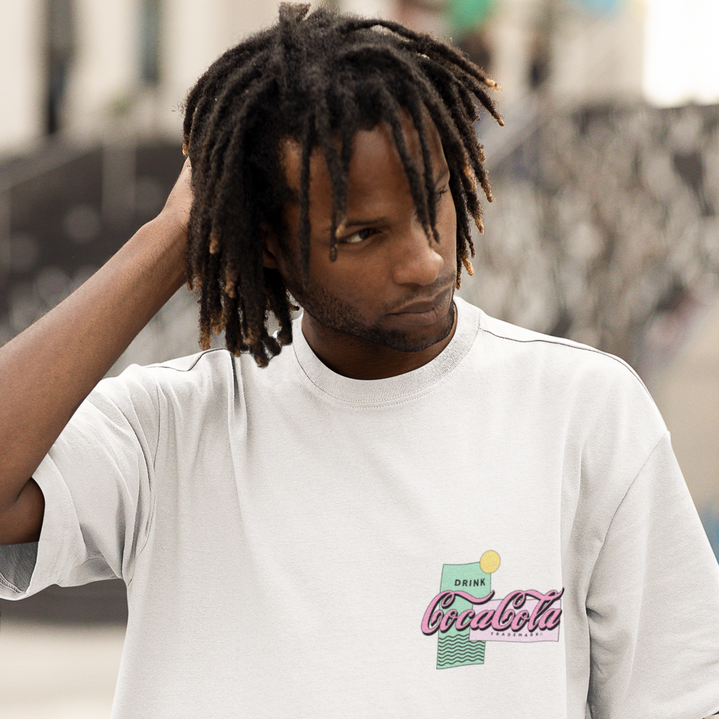 Coca-Cola Premium White Oversized Typography Back Printed T-shirt