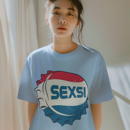 Sexsi Premium Woman Baby Blue Oversized Printed T-shirt