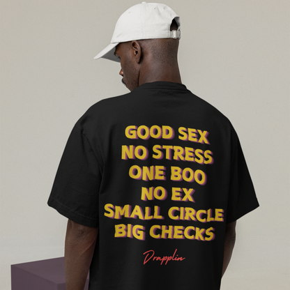 No Stress Premium Black Oversized Typography Back Printed T-shirt