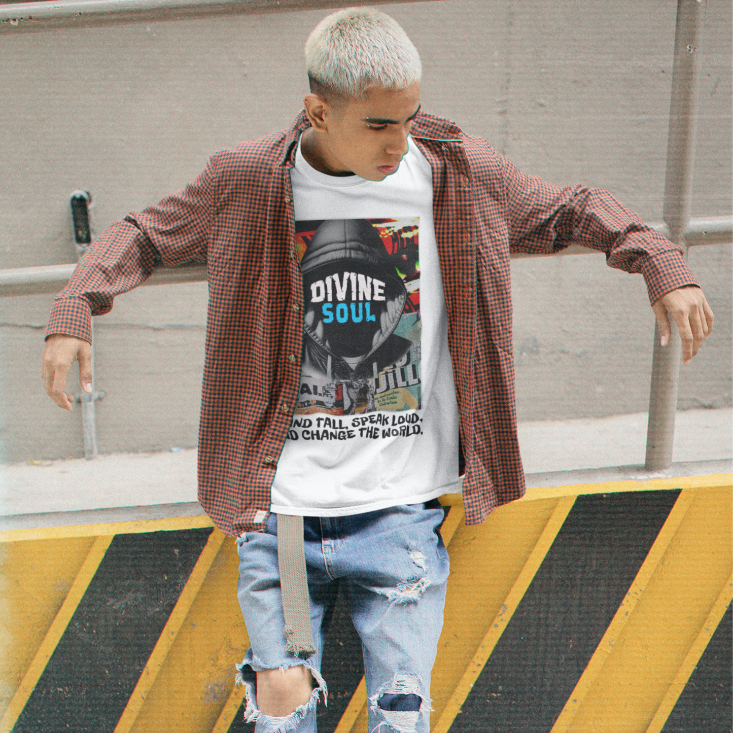 Divine Soul White Crew Neck Graphic Printed T-shirt