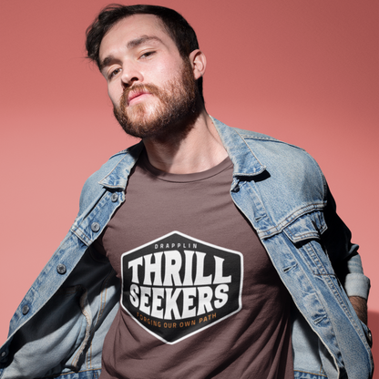 Thrill Seekers Brown Crew Neck Graphic Printed T-shirt