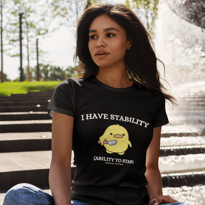 Stability Premium Black Crew Neck Woman's Printed T-shirt