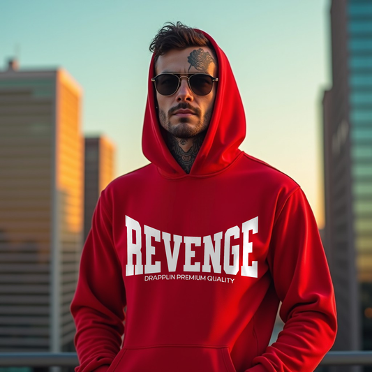 Revenge Red Regular Typographic Printed Hoodie