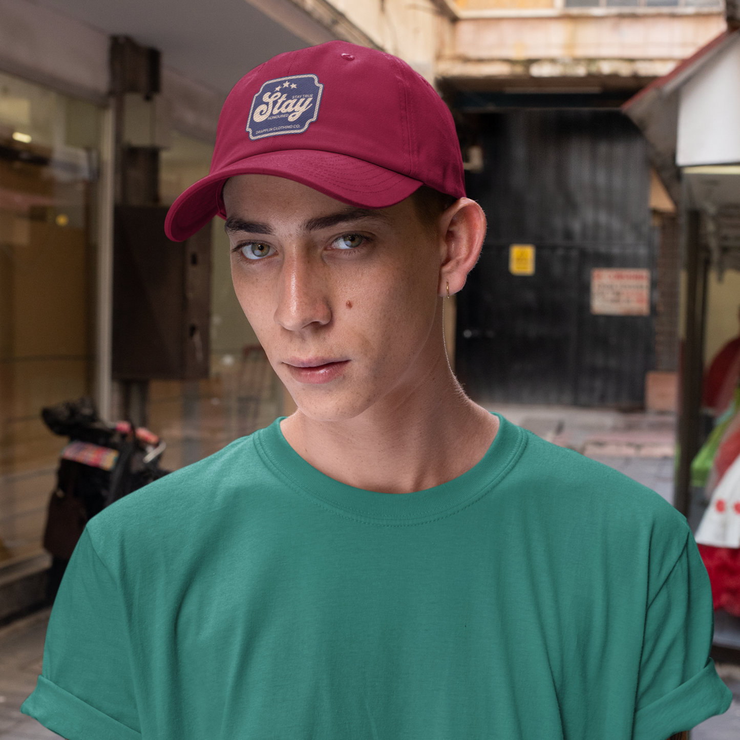 Unisex Stay Patch Premium Maroon Baseball Cap