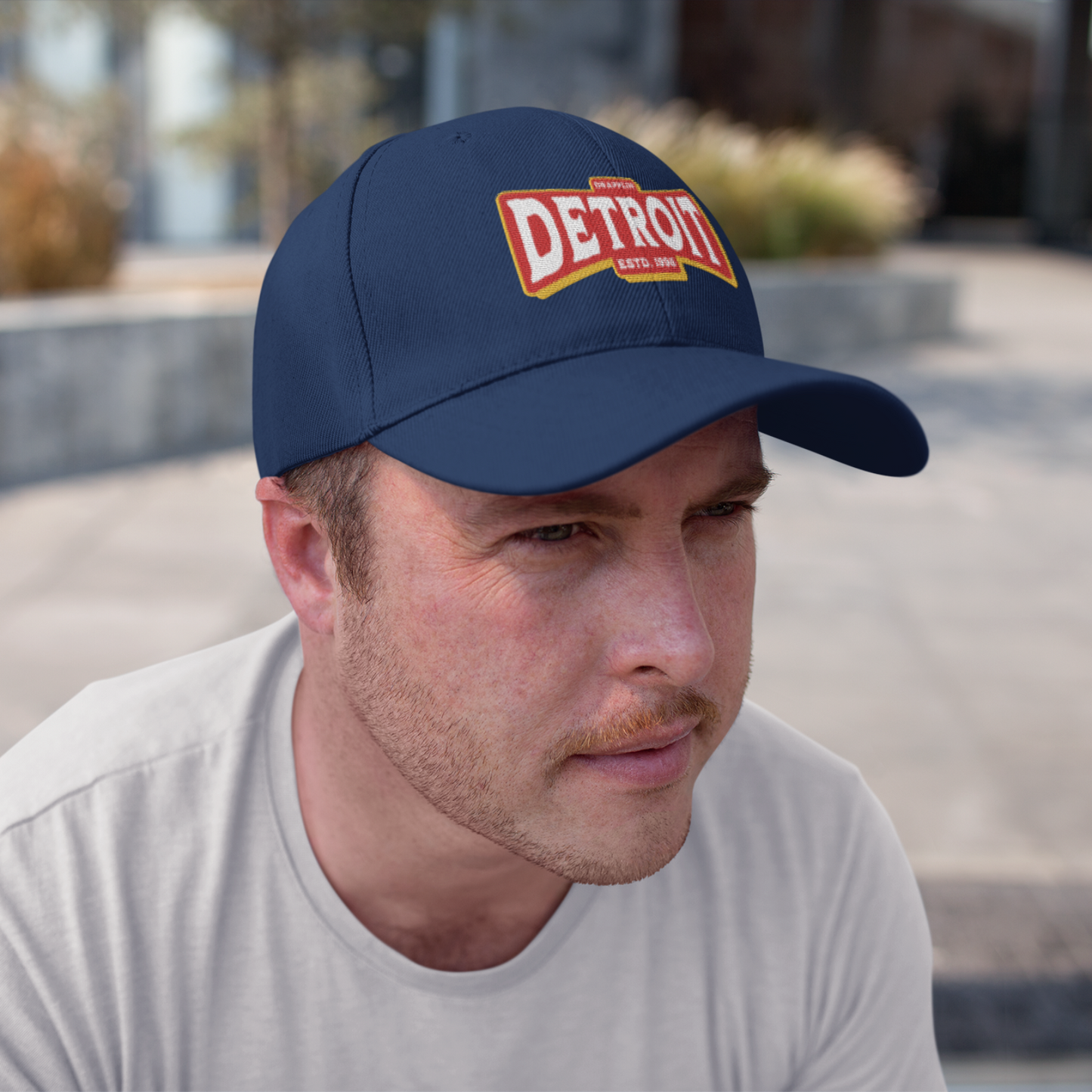 Unisex Detroit Patch Premium Navy Blue Baseball Cap