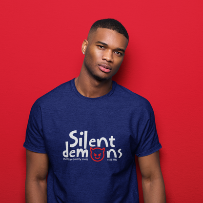 Silent Demons Royal Blue Crew Neck Graphic Printed T-shirt