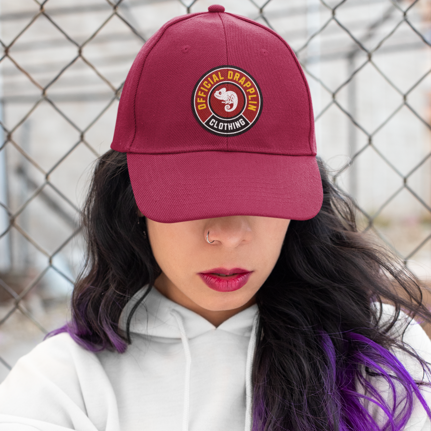 Unisex Drapplin Clothing Patch Premium Maroon Baseball Cap