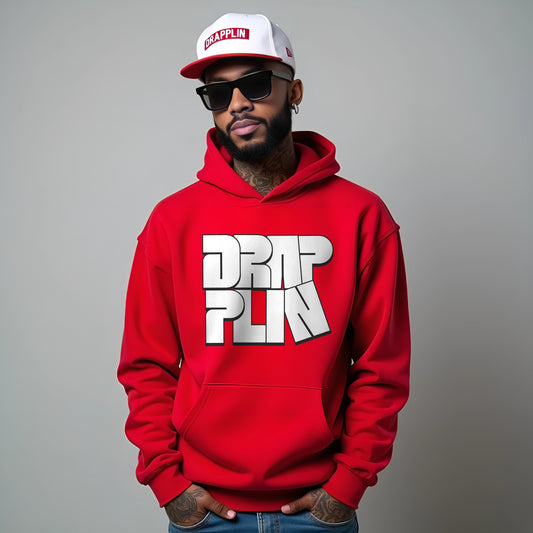 Drapplin Red Regular Typographic Printed Hoodie