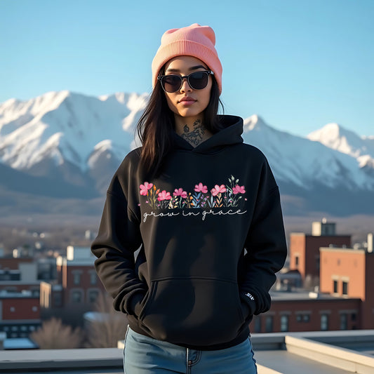 Grow Black Woman Regular Typographic Printed Hoodie