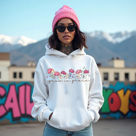 Grow White Woman Regular Typographic Printed Hoodie