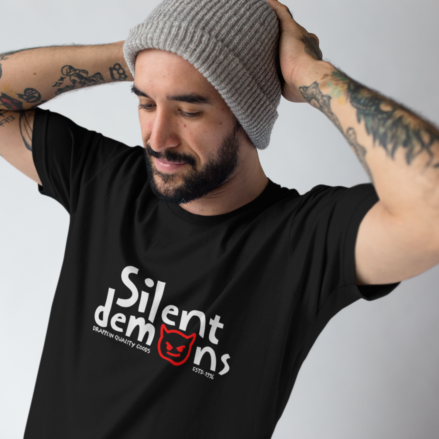 Silent Demons Black Crew Neck Graphic Printed T-shirt
