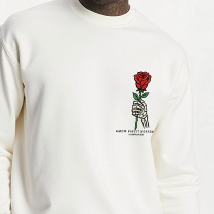 Amor White Unisex Premium Regular Printed Sweatshirt