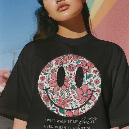 Smiley Premium Black Woman Oversized Printed T-shirt