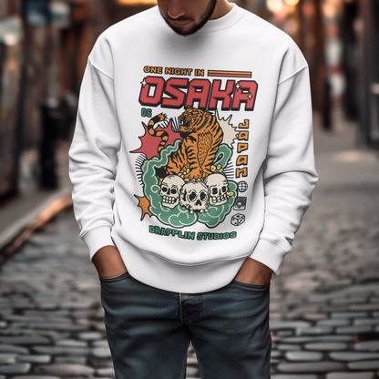 Osaka White Regular Typographic Printed Sweatshirt