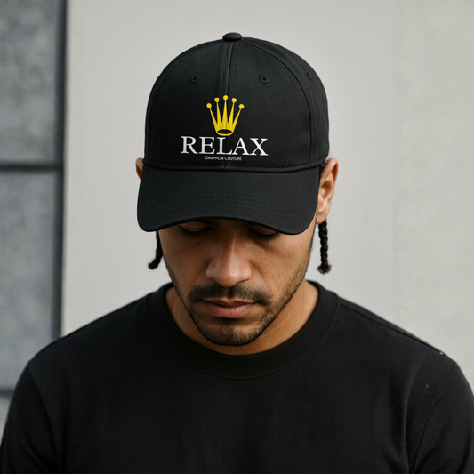 Unisex Black Relax Premium Embroidered Baseball Cap