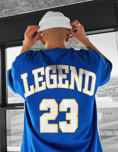 Legend Premium Royal Blue Oversized Typography Back Printed T-shirt